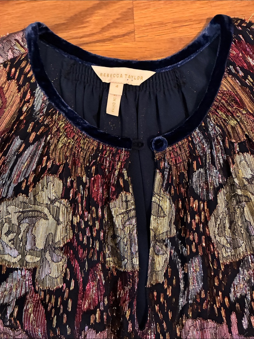 Rebecca Taylor metallic velvet piped top
